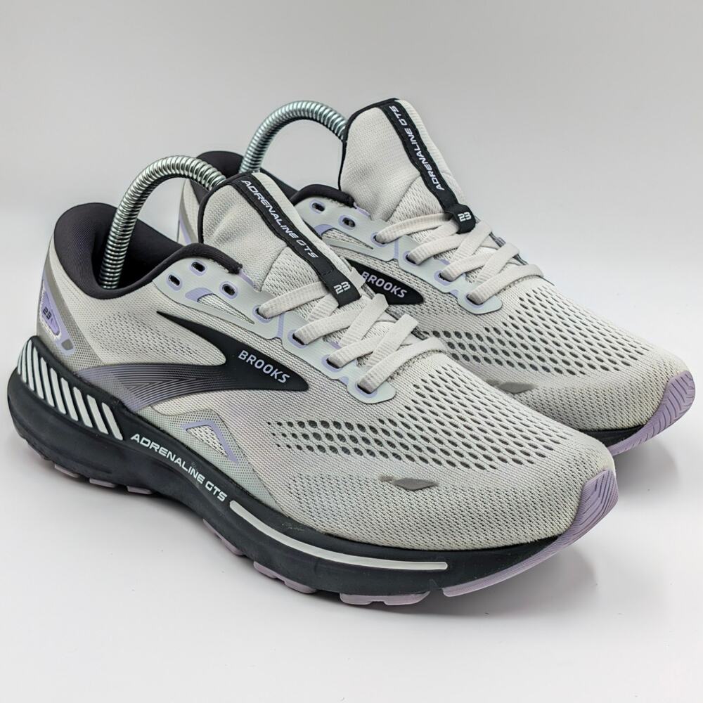 Brooks Adrenaline GTS 23 Grey Black Purple Womens 9 B (UK 7) Running Shoes